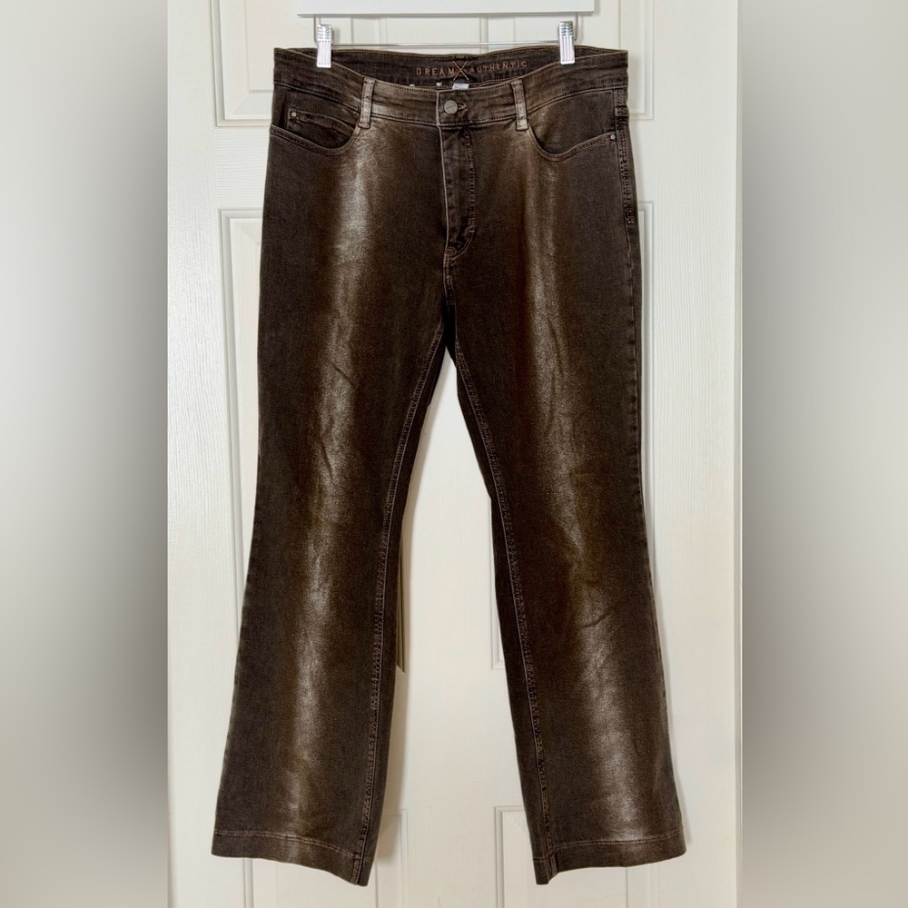 MAC Dream Boot Authentic Bronze Metallic Coated Bootcut Jeans 44/30
